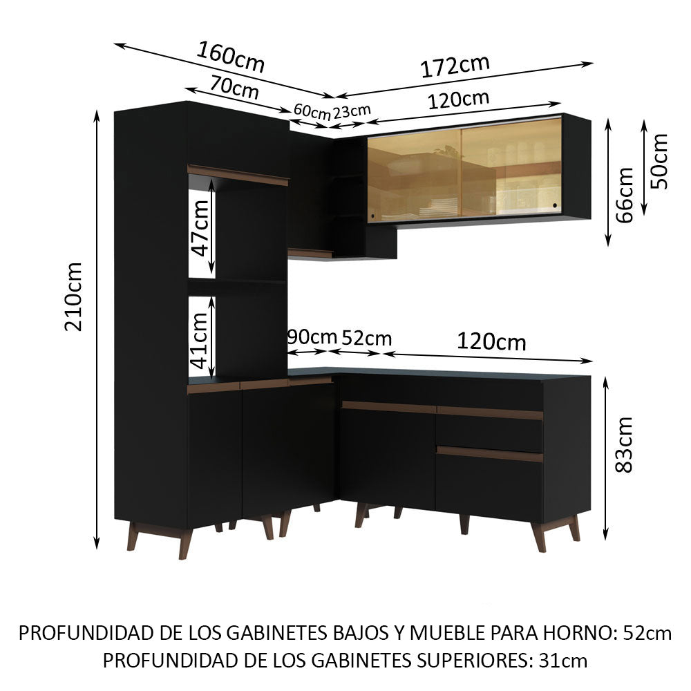 Cocina Integral de Esquina Reims 3.30 m con Encimera Negro 01
