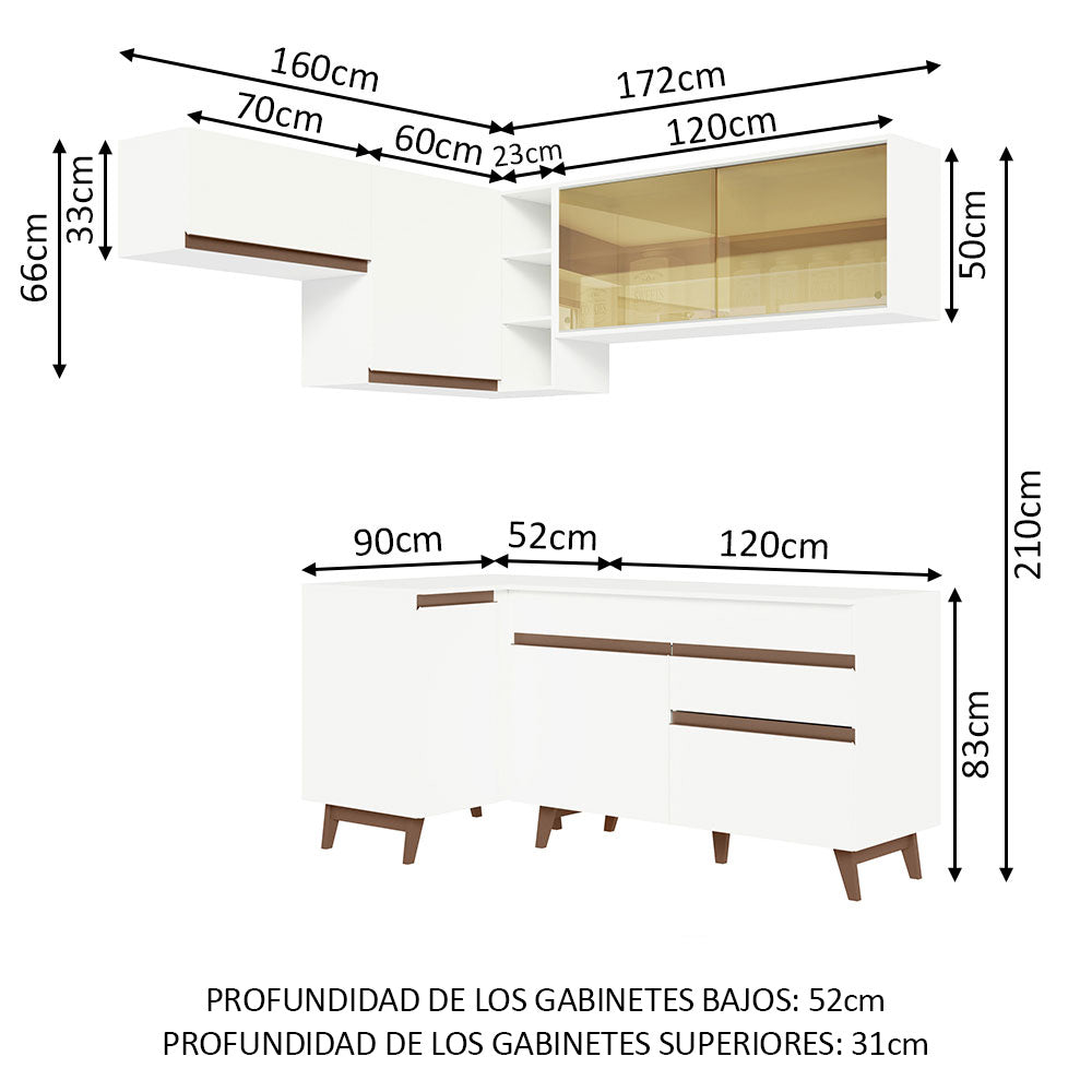 Cocina Integral de Esquina Reims 3.30 m con Encimera Blanco 03