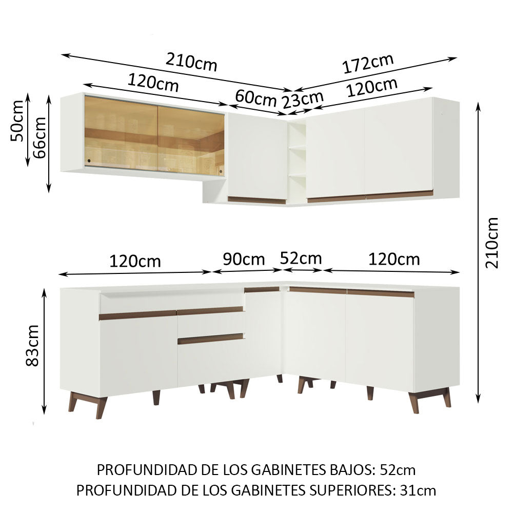 Cocina Integral de Esquina Reims 3.80 m con Encimera Blanco 01