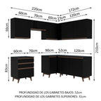 Cocina Integral de Esquina Reims 3.90 m con Encimera Negro 01