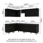 Cocina Integral de Esquina Reims 3.90 m con Encimera Negro 02