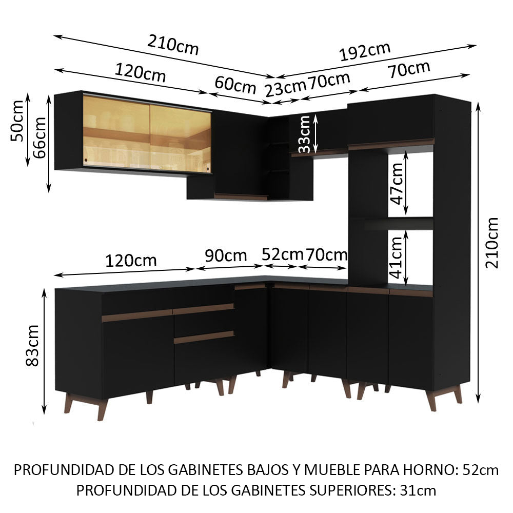 Cocina Integral de Esquina Reims 4.00 m con Encimera Negro 01