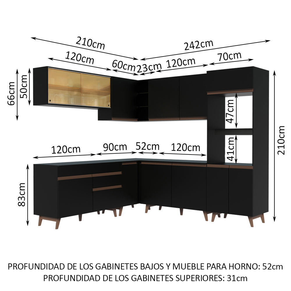 Cocina Integral de Esquina Reims 4.50 m con Encimera Negro 01