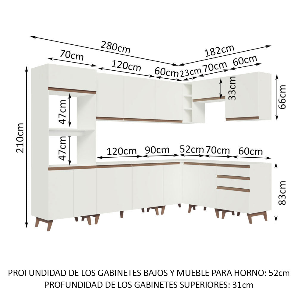 Cocina Integral de Esquina Reims 4.60 m con Encimera Blanco 01