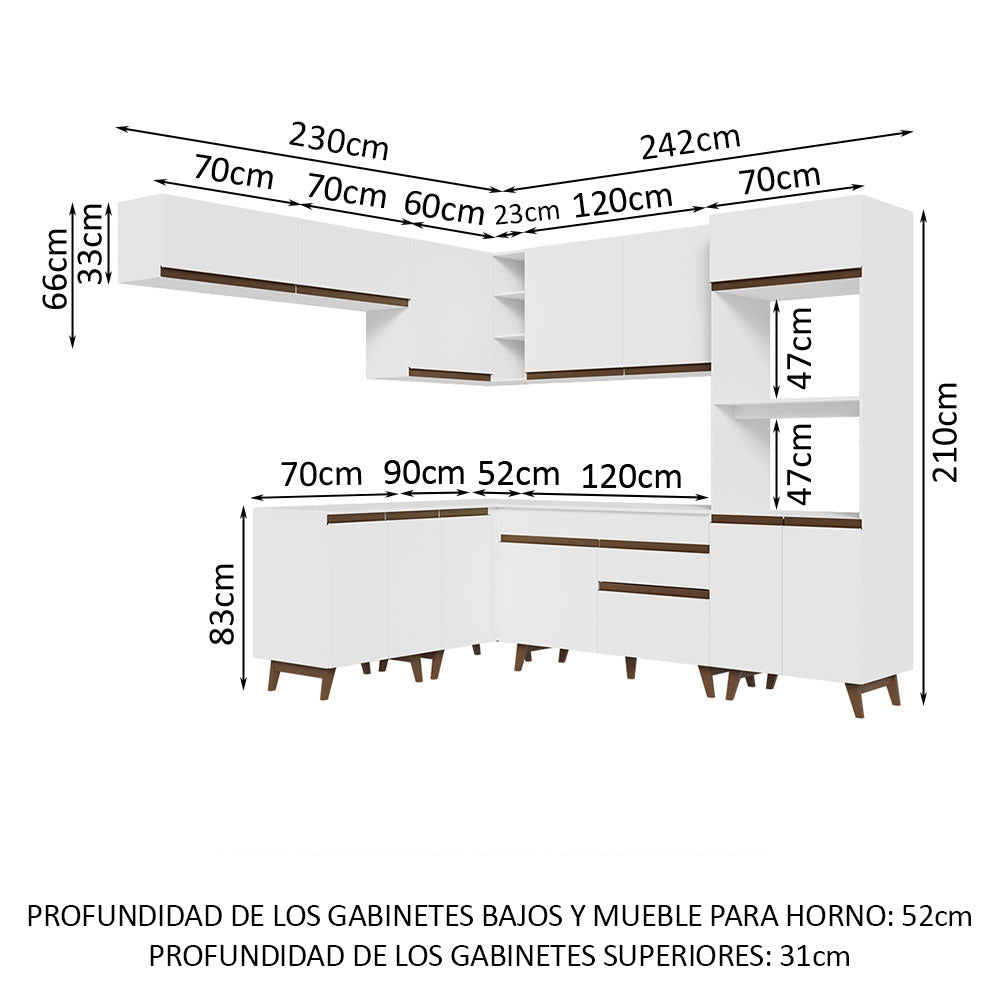 Cocina Integral de Esquina Reims 4.70 m con Encimera Blanco 01