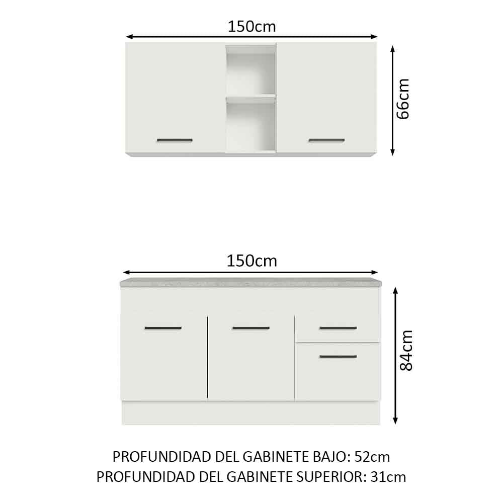 Cocina Integral Agata 1.50 m con Encimera Blanco 01