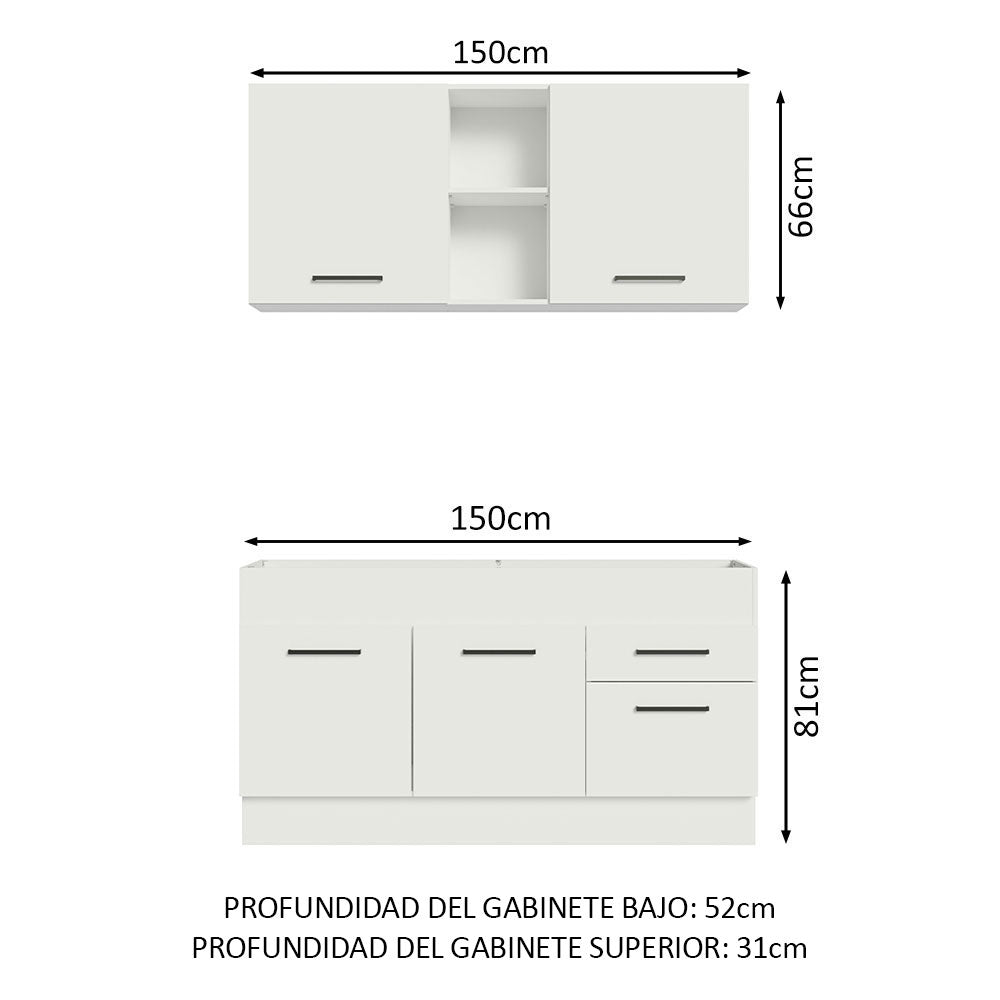 Cocina Integral Agata 1.50 Metros Blanco 02