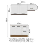 Cocina Integral Agata 1.80 Metros Marrón/Blanco 09