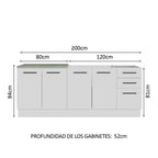 Kit 2 Muebles de Cocina Bajo Agata 2.00 Metros Blanco