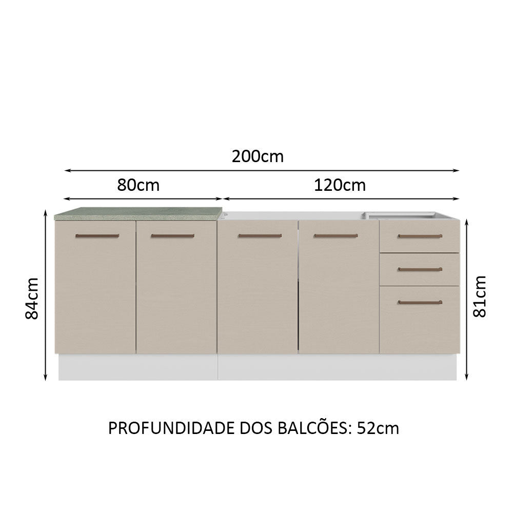 Kit 2 Muebles de Cocina Bajo Agata 2.00 Metros