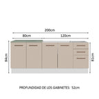 Kit 2 Muebles de Cocina Bajo Agata 2.00 Metros Blanco/Crema