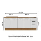 Kit 2 Muebles de Cocina Bajo Agata 2.00 Metros Marrón/Blanco