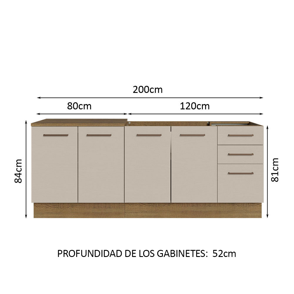 Kit 2 Muebles de Cocina Bajo Agata 2.00 Metros