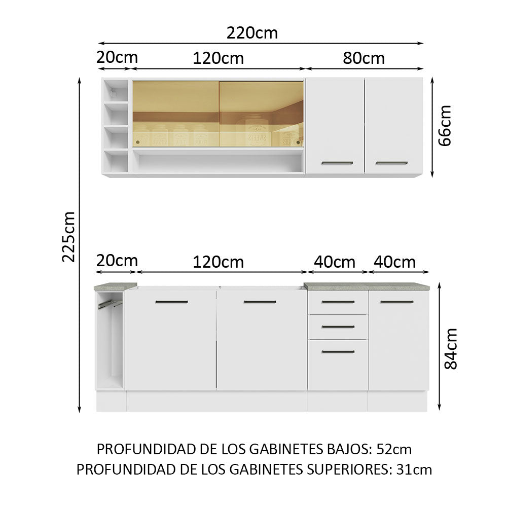 Cocina Integral Agata Thêmis 2.20 Metros Blanco