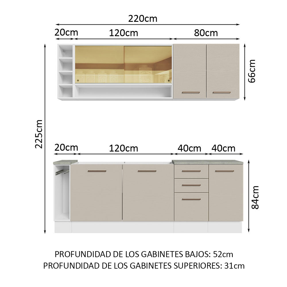 Cocina Integral Agata Thêmis 2.20 Metros Blanco/Crema