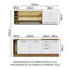 Cocina Integral Agata Thêmis 2.20 Metros Marrón/Blanco