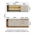 Cocina Integral Agata Thêmis 2.20 Metros Marrón/Crema