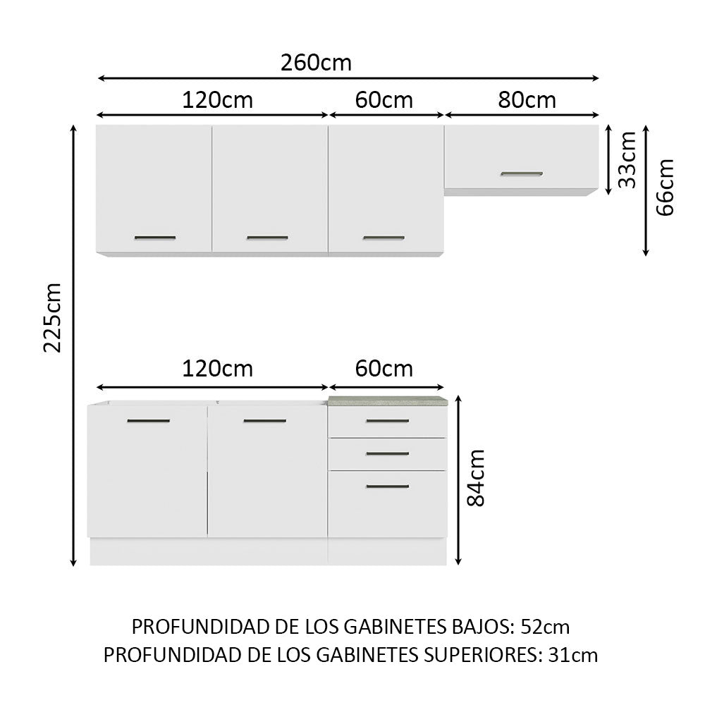 Cocina Integral Agata 2.60 m Blanco 02