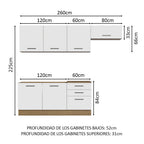 Cocina Integral Agata 2.60 m Marrón/Blanco 02
