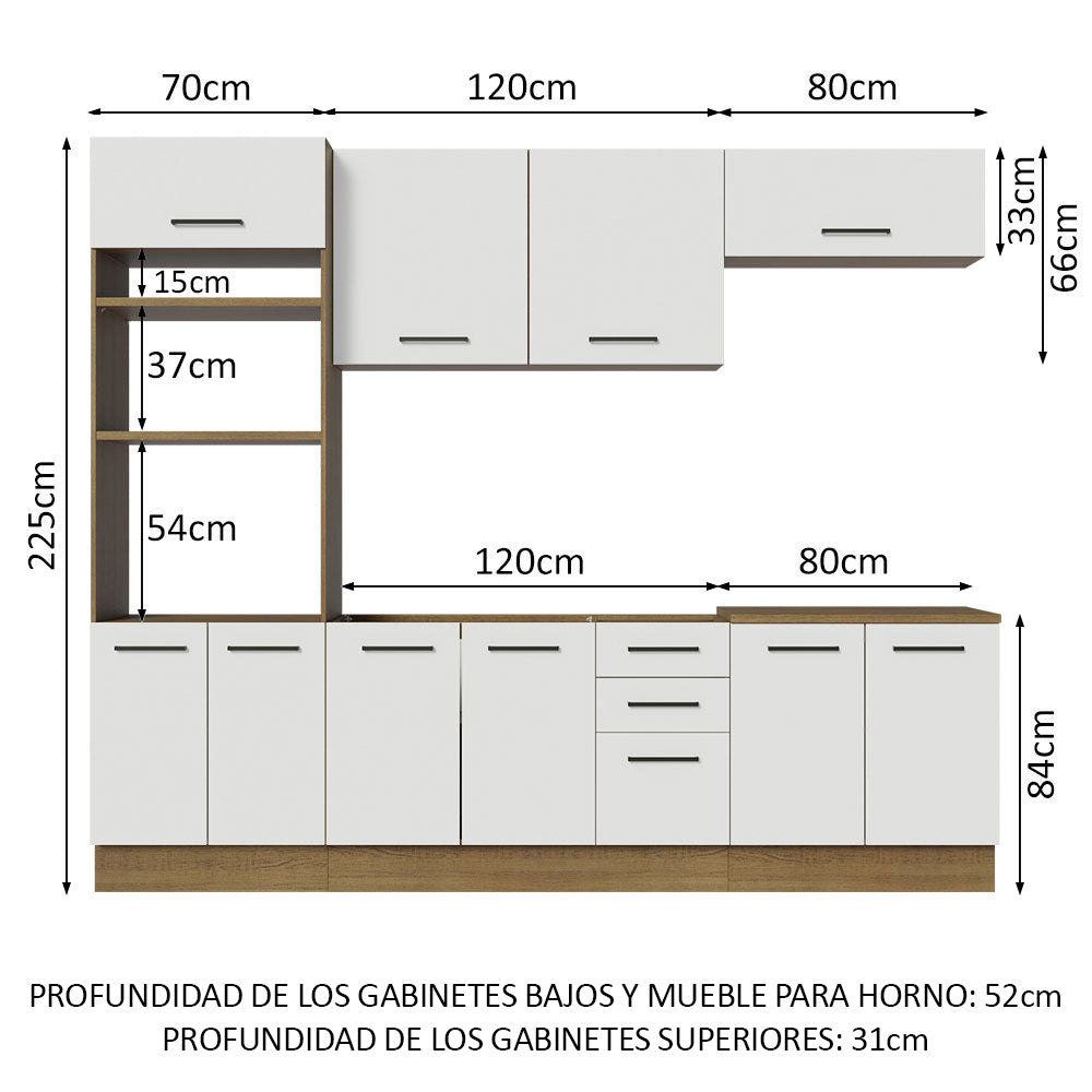 Cocina Integral Agata 2.70 Metros Marrón/Blanco 01