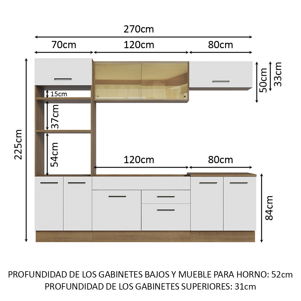 Cocina Integral Agata 2.70 Metros Marrón/Blanco 03
