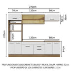Cocina Integral Agata 2.70 Metros Marrón/Blanco 03