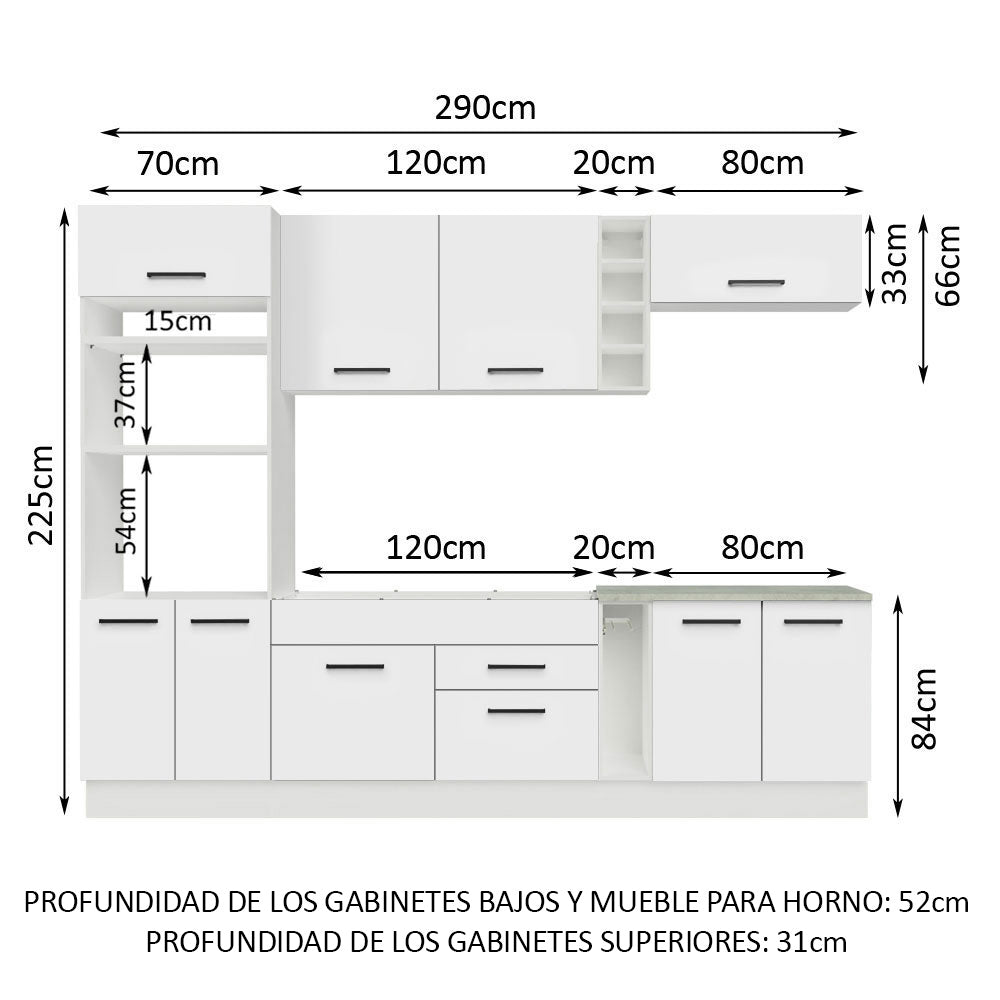 Cocina Integral Agata 2.90 Metros Blanco 01