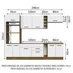 Cocina Integral Agata 2.90 Metros Marrón/Blanco 01