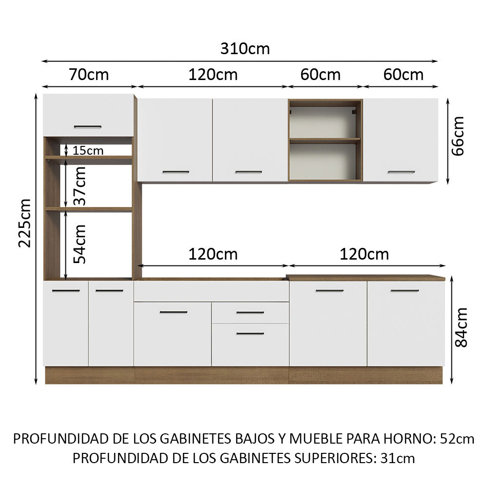 Cocina Integral Agata 3.10 Metros Marrón/Blanco 02