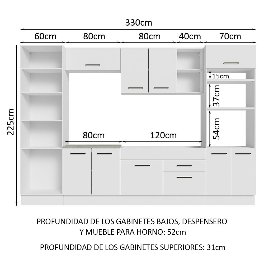 Cocina Integral Agata 3.30 Metros Blanco 02