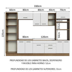 Cocina Integral Agata 3.30 Metros Marrón/Blanco 02