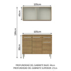 Cocina Integral Compacta Emilly 1.05 Metros Marrón