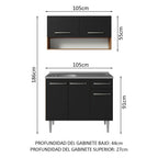 Cocina Integral Compacta Emilly 1.05 m con Mesón de Acero Marrón/Negro 04