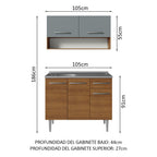 Cocina Integral Compacta Emilly 1.05 m con Mesón de Acero Marrón/Gris 04