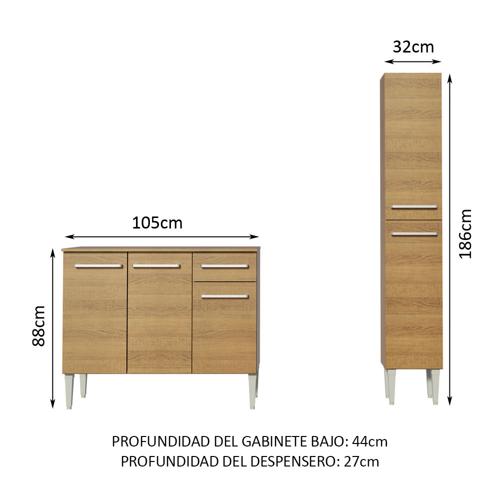 Cocina Integral Emilly Silver 1.40 Metros Marrón 01