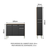 Cocina Integral Emilly Silver 1.40 Metros 01