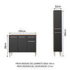 Cocina Integral Emilly Silver 1.40 Metros Marrón/Negro 01