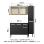 Cocina Integral Emilly 137 cm Force 02 Marrón/Negro Madesa