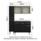 Cocina Integral Emilly 137 cm 05 Marrón/Negro Madesa