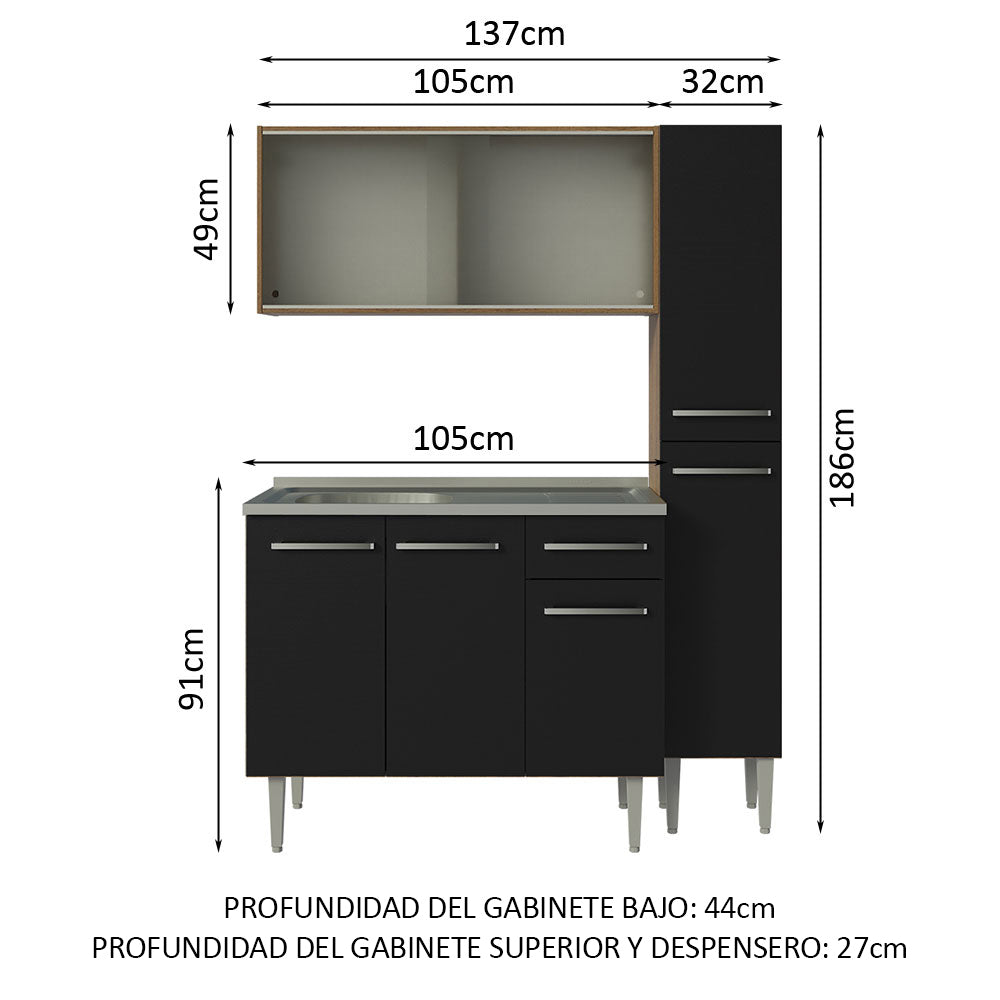 Cocina Integral Emilly 1.40 m con Mesón de Acero 07