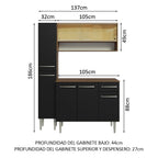 Cocina Integral Emilly 137 cm 09 Marrón/Negro Madesa