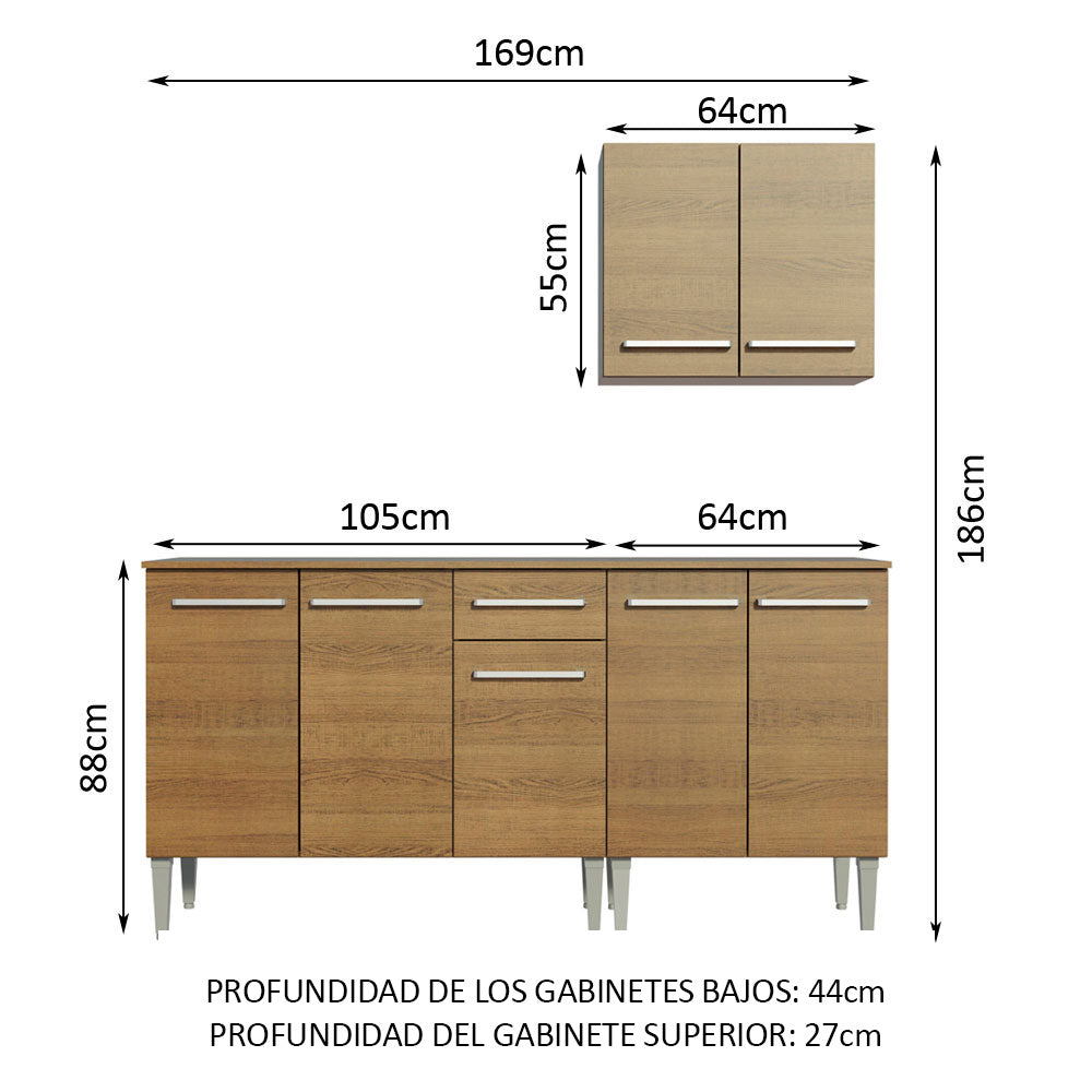 Cocina Integral Emilly Free 1.70 Metros Marrón 01