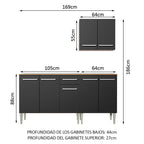 Cocina Integral Emilly 169 cm Free 01 Marrón/Negro Madesa