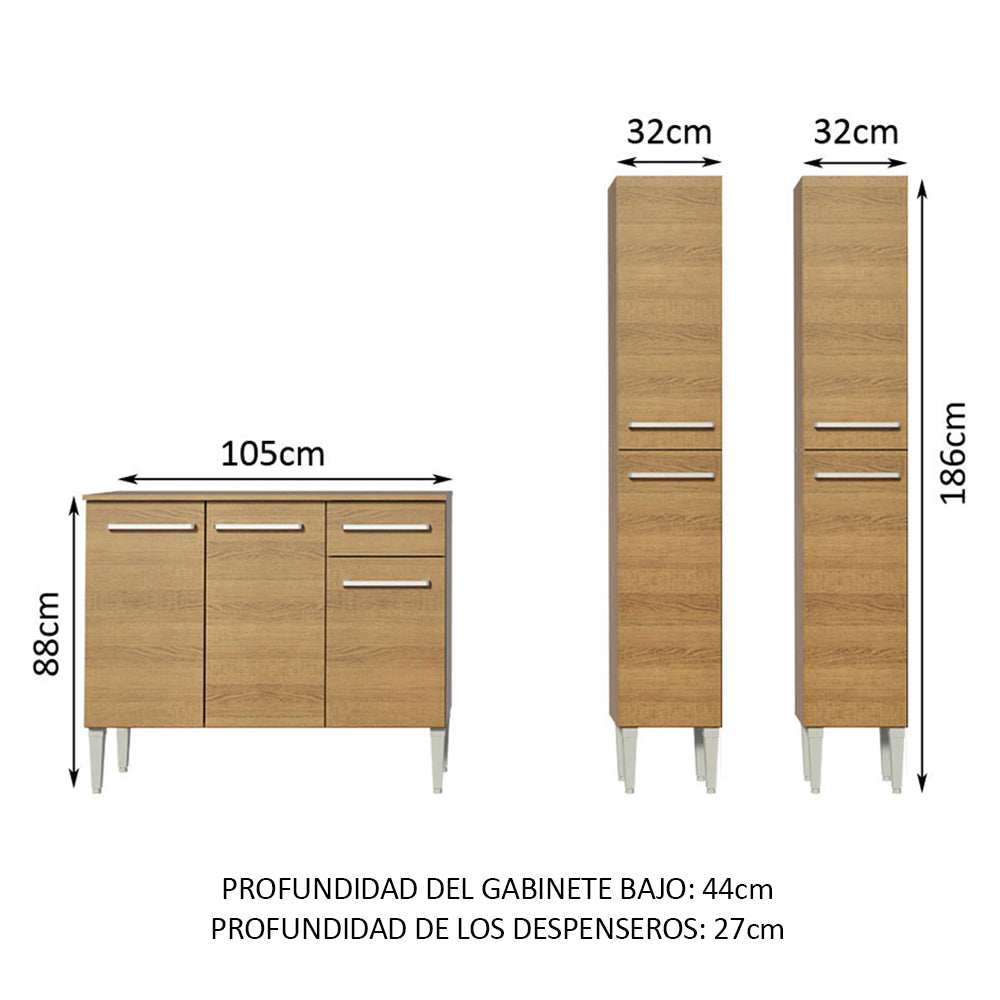 Cocina Integral Emilly Front 1.70 Metros Marrón 02