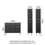 Cocina Integral Emilly 169 cm Front 02 Marrón/Negro Madesa
