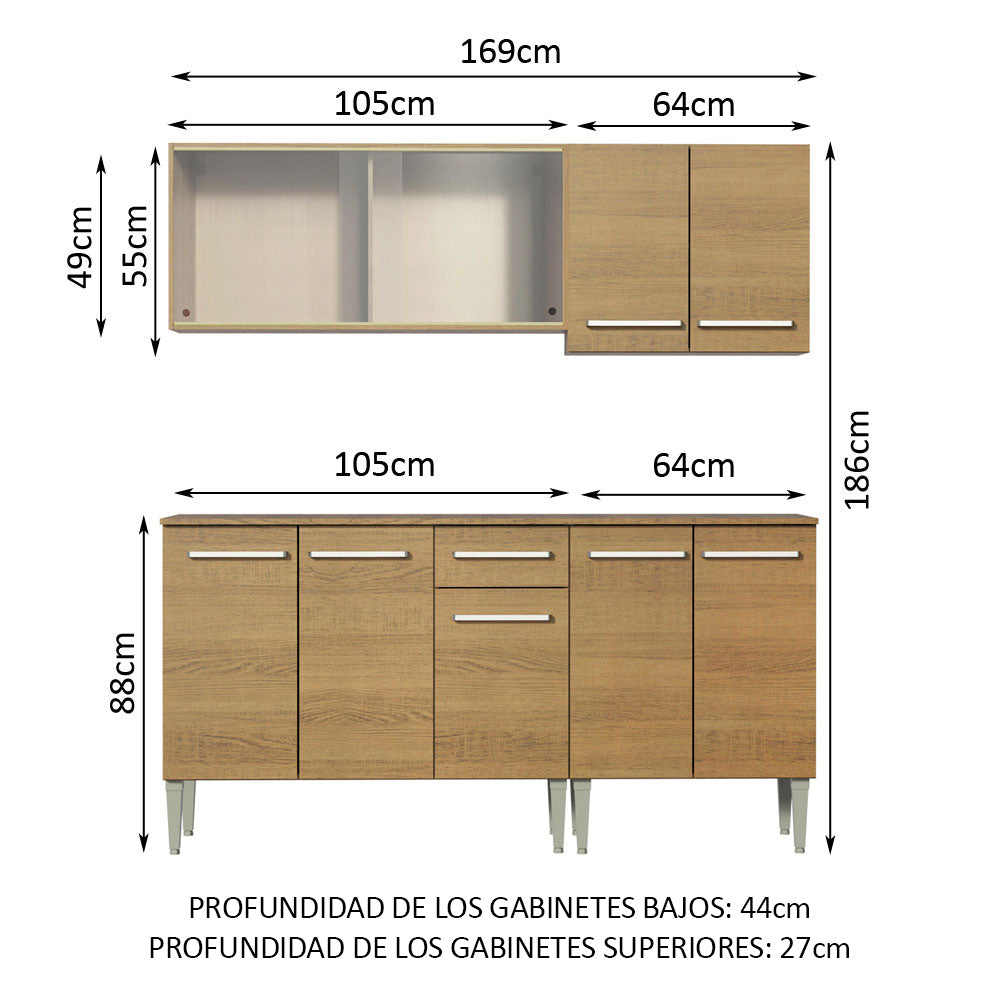 Cocina Integral Emilly Box 1.70 Metros Marrón 03