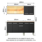 Cocina Integral Emilly Drive 1.70 Metros Marrón/Negro 04