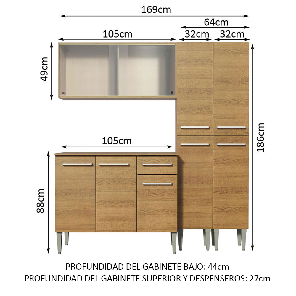 Cocina Integral Emilly Fly 1.70 Metros Marrón 05