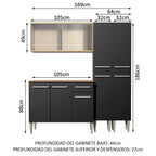 Cocina Integral Emilly 169 cm Fly 05 Marrón/Negro Madesa