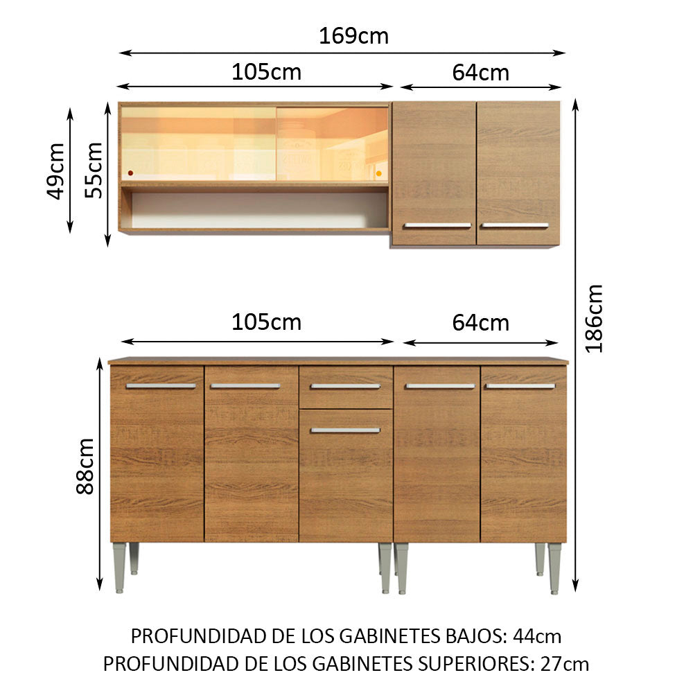 Cocina Integral Emilly Dance 1.70 Metros Marrón 07